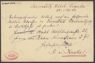 Brief an B. Schott's Söhne : 22.11.1903
