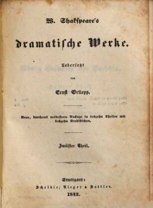 W. Shakspeare's dramatische Werke, 12