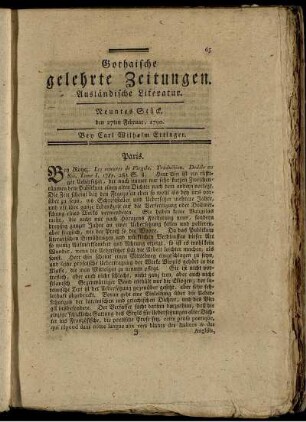 Neuntes Stück, den 27ten Februar, 1790.