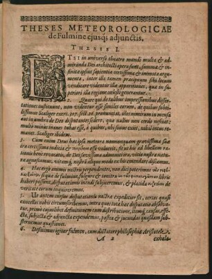 Theses Meteorologicae de Fulmine eiusque adiunctis.