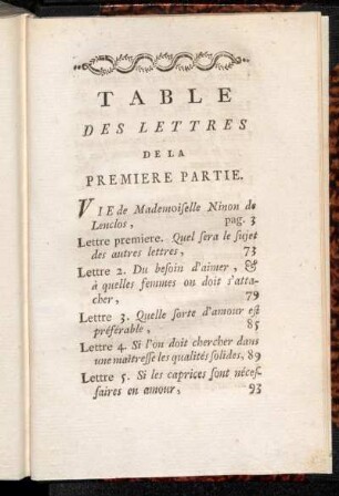 Table Des Lettres De La Premiere Partie