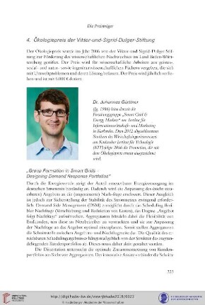 Johannes Gärttner: „Group Formation in Smart Grids – Designing Demand Response Portfolios“