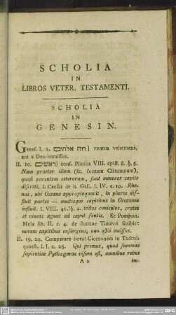 Scholia In Libros Veter. Testamenti