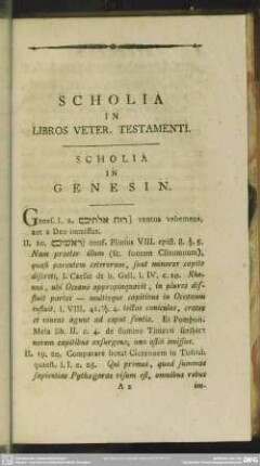 Scholia In Libros Veter. Testamenti