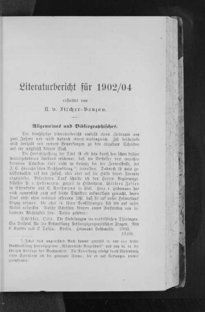 Literaturbericht für 1902/04