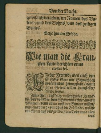 Wie man die Krancken Leute berichten vnnd trösten sol.