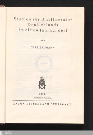 Studien zur Briefliteratur Deutschlands im elften Jahrhundert