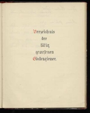 Verzeichnis der tätig gewesenen Glockengiesser