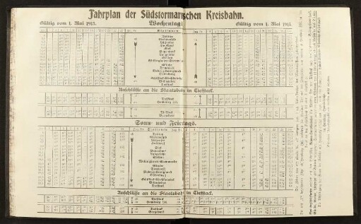 Fahrplan der Südstormarnschen Kreisbahn.