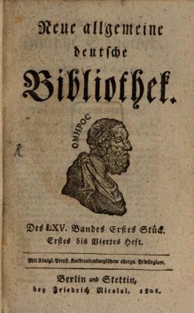 Neue allgemeine deutsche Bibliothek. 65. 1801