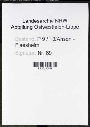 Sterberegister Standesamt Ahsen-Flaesheim
