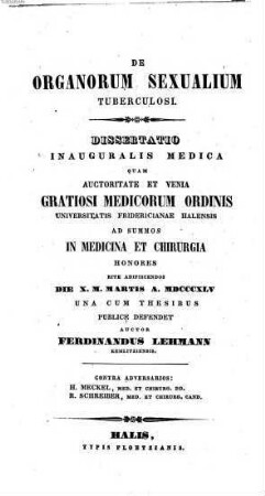De organorum sexualium tuberculosi