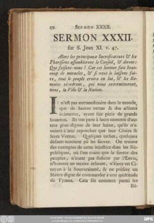 Sermon XXXII. sur S. Jean XI. v. 47.