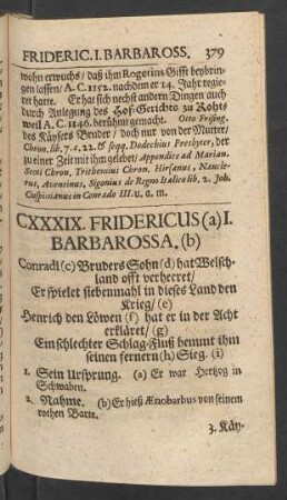 CXXXIX Fridericus (a) I. Barbarossa. (b)