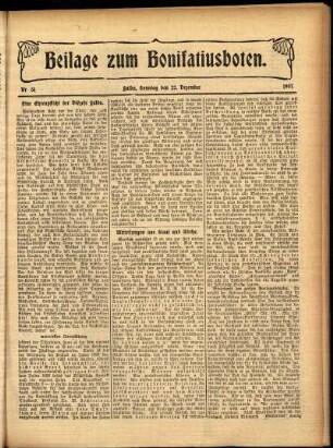 Zweite Ausgabe vom Sonntag, den 22. Dezember 1907.