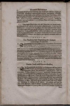 Caput IV. Von Reichung unnd Empfahung der Heyligen Hochwürdigen Sacramenten