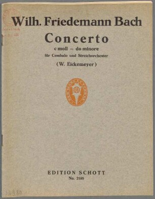 Concerto c-moll : für Cembalo (oder Klavier) und Streichorchester