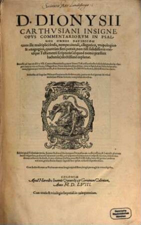 Insigne Commentariorum Opus in Psalmos omnes Davidicos