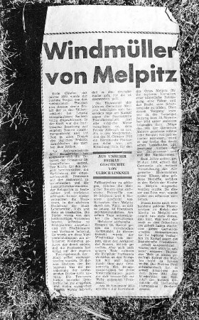Torgau-Melpitz. Windmüller von Melpitz, Zeitungsartikel