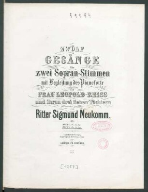 H. 2: Zwölf Gesänge für zwei Sopran-Stimmen mit Begleitung des Pianoforte