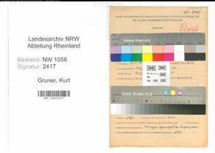Entnazifizierung Kurt Gruner , geb. 22.05.1909 (Kraftfahrer)