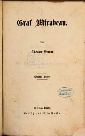 Graf Mirabeau : Von Theodor Mundt, 4