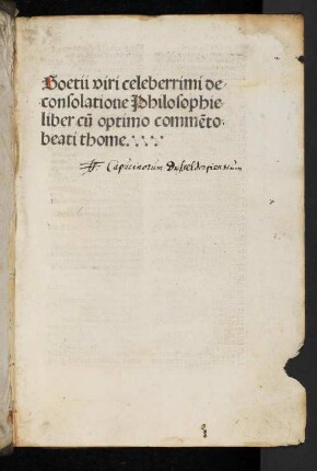 De consolatione philosophiae : Mit Kommentar des Pseudo-Thomas de Aquino