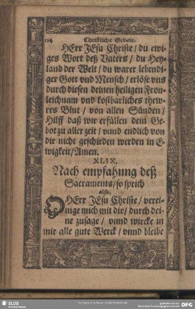 XLIX. Nach empfahung deß Sacraments, so sprich also