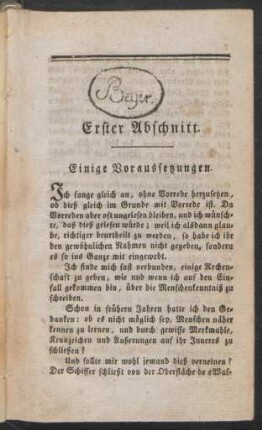 Erster Abschnitt. Einige Voraussetzungen