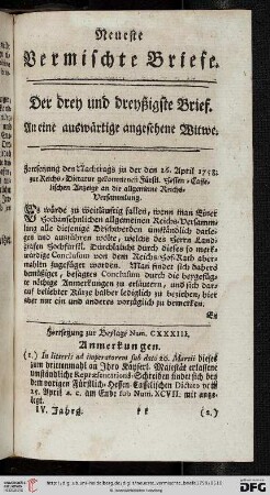 Der drey und dreyßigste Brief