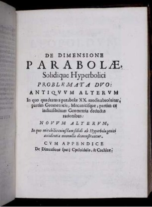 De dimensione parabolae.