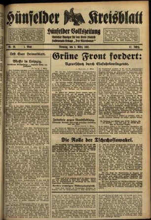 Erste Ausgabe vom Dienstag, den 08. März 1932.