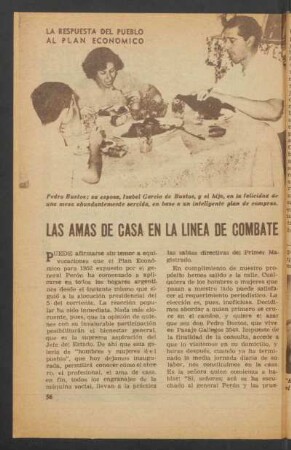 Las amas de casa en la linea de combate : La repuesta del pueblo al Plan Económico