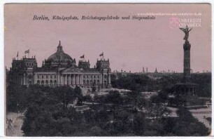 Berlin, Königsplatz, Reichstagsgebäude und Siegessäule