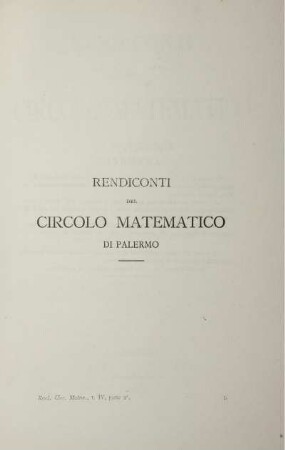 Rendiconti del circolo matematico di palermo.