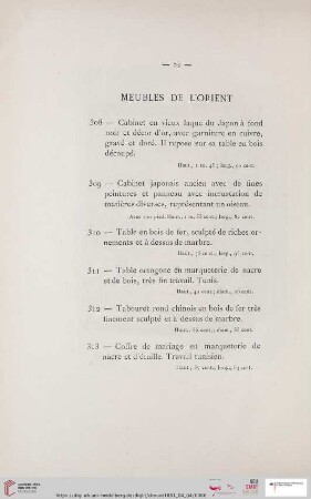 Meubles de l'Orient (Nr. 308 - 320)