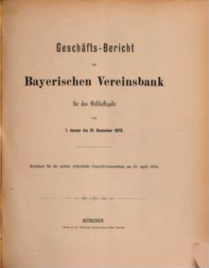 Geschäftsbericht. 1873 (1874)