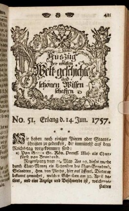 No. 51. Erlang d. 14. Jun. 1757.