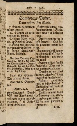 1-27, Sambstags-Vesper; Die Complet.; Sonntägliche Vesper