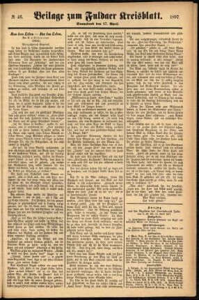 Zweite Ausgabe vom Samstag, den 17. April 1897.
