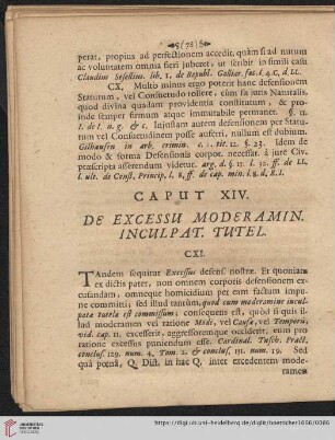 Caput XIV. De excessu moderamin. inculpat. tutel.