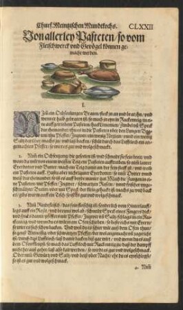 Von allerley Pasteten/ so vom Fleischwerck und Gevögel können gemacht werden.