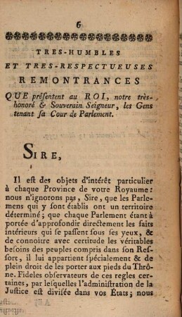 Arresté, Articles Et Remontrances Du Parlement : (Au sujet de ce qui s'est passé au Parlement séant à Besançon)