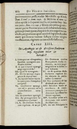 Caput XIII. De Apanagio ut & divisione feudorum Imp. regalium inter cohæredes?