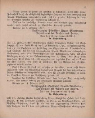 32. Ministerial-Bekanntmachung, ein Erfindungs-Patent auf Mehlsicht-Maschinen betreffend