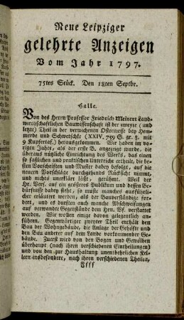 75tes Stück. Den 18ten Septbr.
