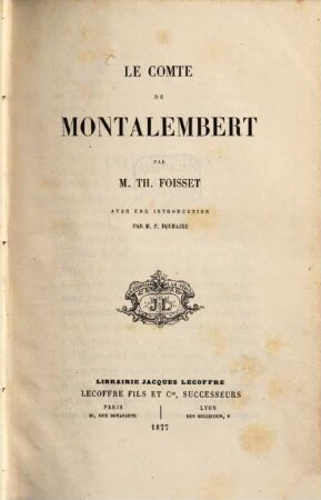 Le comte de Montalembert