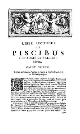 Liber Secundus de Piscibus Cetaceis seu Belluis Marinis.