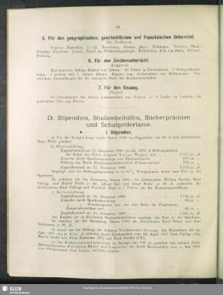 D. Stipendien, Studienbeihilfen, Bücherprämien und Schulgelderlasse