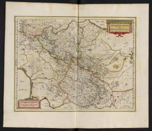 Karte der Regionen Molise und Prata di Principato Ultra, Italien, ca. 1:370 000, kolorierter Kupferstich, 1645 : Contado Di Molise et Principato Ultra. - [Ca. 1:370 000]. - [Amsterdam] : Ioannes Ianssonius, [1645]. - 1 Kt : Kupferst ; 36 x 47 cm. - Maßstab in graph. Form (Milliaria Italica communia, Milliaria Germanica communia)